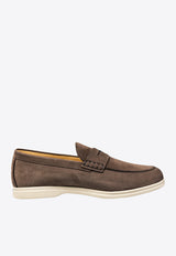 Corneliani Suede Loafers with Penny-Strap Dark Brown 3820903-92tm48-020_Dark Brown - 030