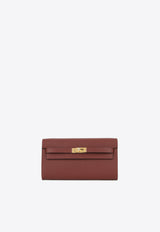 Kelly To Go Wallet in Rouge H Epsom with Gold Hardware