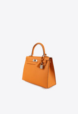 Kelly 25 in Orange Epsom Leather with Palladium Hardware
