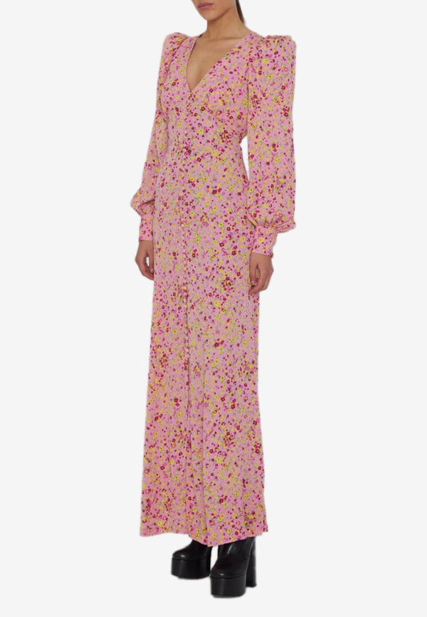 ROTATE Floral Maxi Shirt Dress Pink 1101171100FUCHSIA
