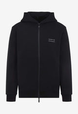 Logo Print Zip-Up Fleece Hoodie