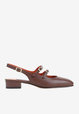 Peche Calf Leather Slingback Flats