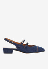 Peche Mary-Jane Slingback Denim Flats