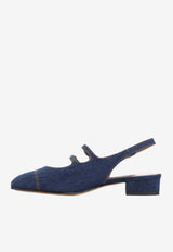 Peche Mary-Jane Slingback Denim Flats