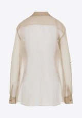 Argo Silk Organza Shirt with Flower Appliques