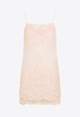 Floral Lace Silk Mini Dress