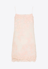 Floral Lace Silk Mini Dress
