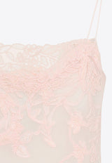 Floral Lace Silk Mini Dress
