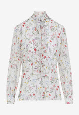 بلوزة من الحرير بنقشة زهور