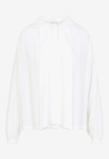 بلوزة طويلة الأكمام من مزيج الحرير