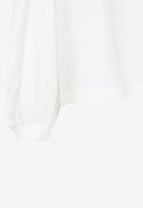 بلوزة طويلة الأكمام من مزيج الحرير