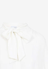 بلوزة طويلة الأكمام من مزيج الحرير