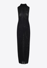 Sequin-Embellished Mesh Maxi Dress