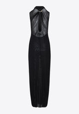 Sequin-Embellished Mesh Maxi Dress