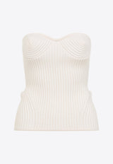 Merino Wool Ribbed Stretch Strapless Top