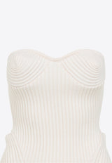 Merino Wool Ribbed Stretch Strapless Top