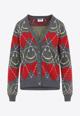 Jacquard Smile Wool Blend Cardigan