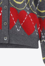 Jacquard Smile Wool Blend Cardigan