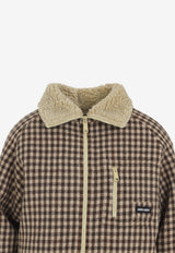 Gingham Zip-Up Wool Jacket