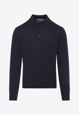 Long-Sleeved Cashmere Polo T-shirt