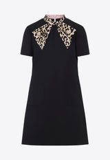 Leopard-Bow Mini Dress
