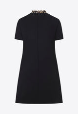 Leopard-Bow Mini Dress