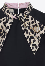 Leopard-Bow Mini Dress