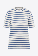 Striped-Pattern Crewneck T-shirt