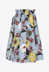 Floral Print Flared Midi Skirt