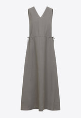 V-neck Twill Midi Dress