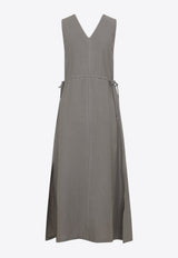 V-neck Twill Midi Dress