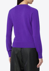 Dries Van Noten Cashmere V-neck Sweater with Brooch Purple 112232704/R_DRVNO-401