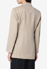 Victoria Beckham Belted Wool Blazer Brown 1125WJK006092AWO/Q_VIBEC-AL