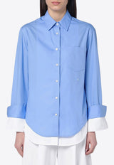 Victoria Beckham Double-Layer Buttoned Shirt Blue 1125WSH006011CCO/Q_VIBEC-OB