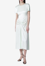 Victoria Beckham Blair Gathered Waist Midi Dress Green 1126WDR006571BPL/S_VIBEC-AL