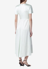 Victoria Beckham Blair Gathered Waist Midi Dress Green 1126WDR006571BPL/S_VIBEC-AL