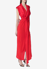 Victoria Beckham V-neck Asymmetric Maxi Dress Red 1126WDR006893APL/S_VIBEC-CR