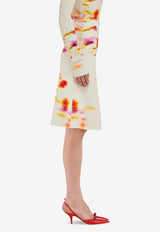 Ferragamo Blossom Print Knee-Length Skirt 112964 S 781155 MASCARPONE/RED