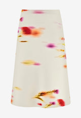 Ferragamo Blossom Print Knee-Length Skirt 112964 S 781155 MASCARPONE/RED
