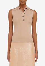 Ferragamo Knitted Sleeveless Polo 113456 E 783152 DARK BALLET Pink