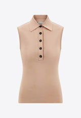 Ferragamo Knitted Sleeveless Polo 113456 E 783152 DARK BALLET Pink