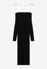 ROTATE Off-Shoulder Knit Midi Dress Black 113718100VI_ROTAT-100
