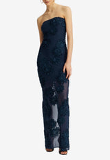 ROTATE 3D Floral Mesh Maxi Dress Navy 114216340_NAVY