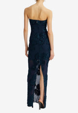 ROTATE 3D Floral Mesh Maxi Dress Navy 114216340_NAVY