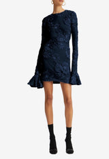 ROTATE 3D Floral Mesh Mini Dress Navy 114218340_NAVY