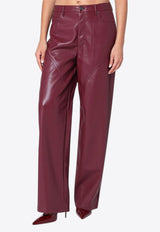 ROTATE Faux Leather Wide-Leg Pants Bordeaux 1142442734EL/R_ROTAT-2734
