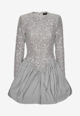 ROTATE Sequined Mini Dress Gray 114314039_LIGHT GREY