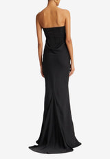 ROTATE Satin Corset Gown Black 114330100_BLACK