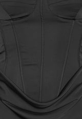 ROTATE Satin Corset Gown Black 114330100_BLACK