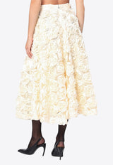 ROTATE Floral Appliqués Midi Skirt Cream 114567857PL/R_ROTAT-857